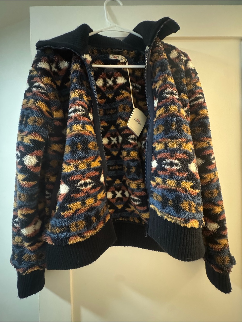 Faherty Sherpa Zip-Up Jacket - Navy Multicolor